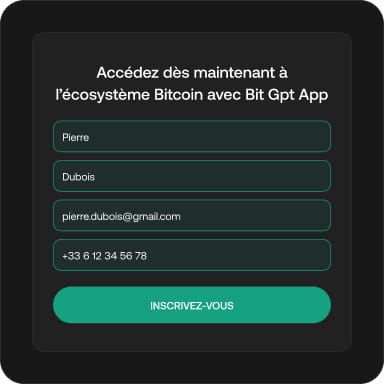 Plateforme Bit Gpt App formulaire compte